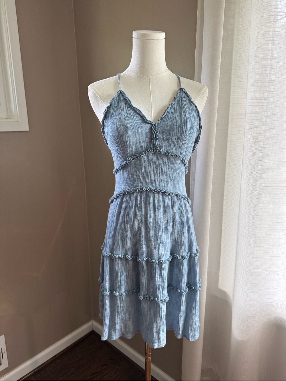 Love Tree Light Blue Tiered Ruffle Dress